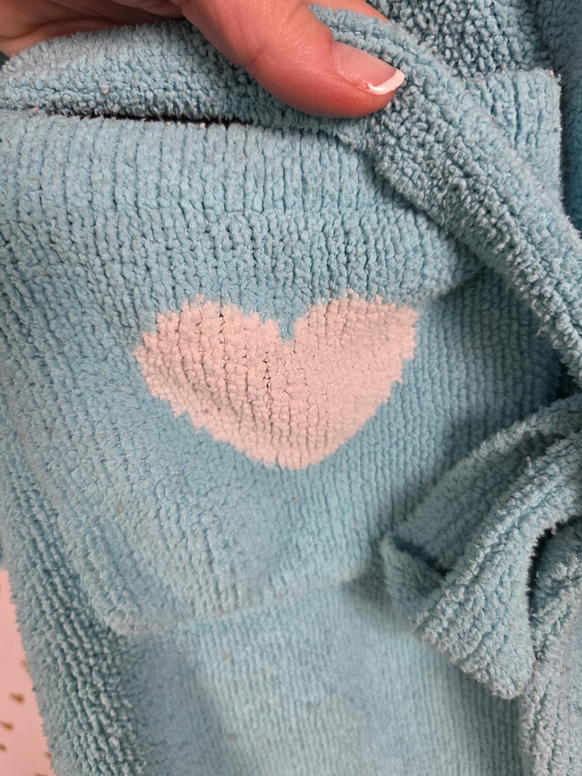 Victorias Secret Vintage HEART Heavy Warm Blue Robe 90's Knit Bath Cover Up MED