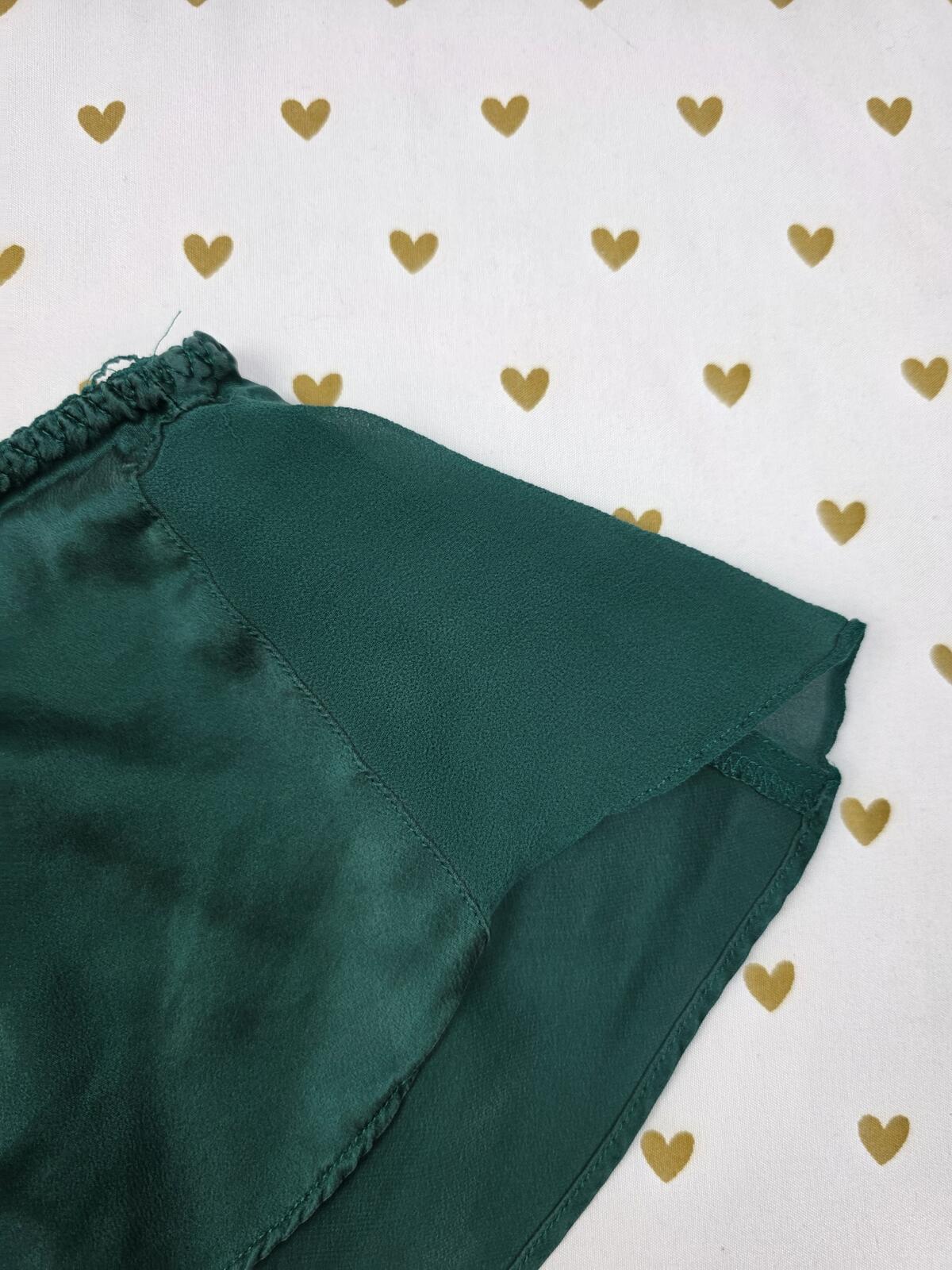 Victorias Secret VINTAGE SILK Dark Green Flowy Sleep Shorts Boxers Pajama Bottom