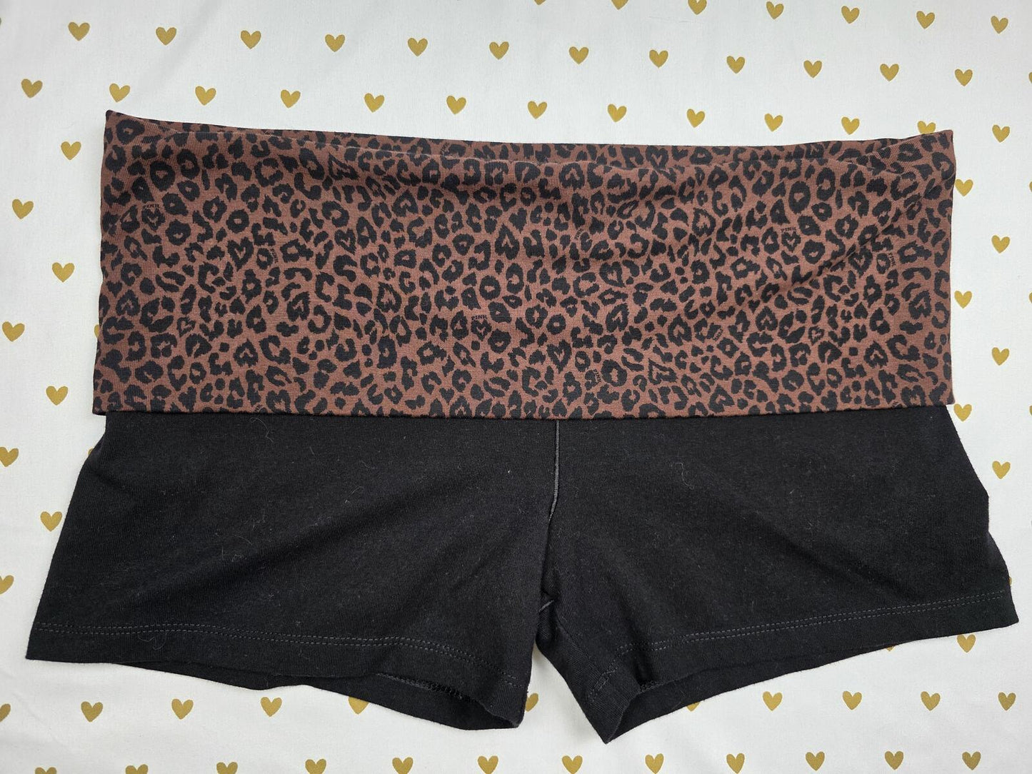 Victorias Secret PINK CHEETAH LEOPARD Foldover Yoga Shorts LARGE
