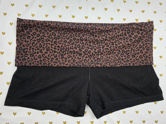 Victorias Secret PINK CHEETAH LEOPARD Foldover Yoga Shorts LARGE
