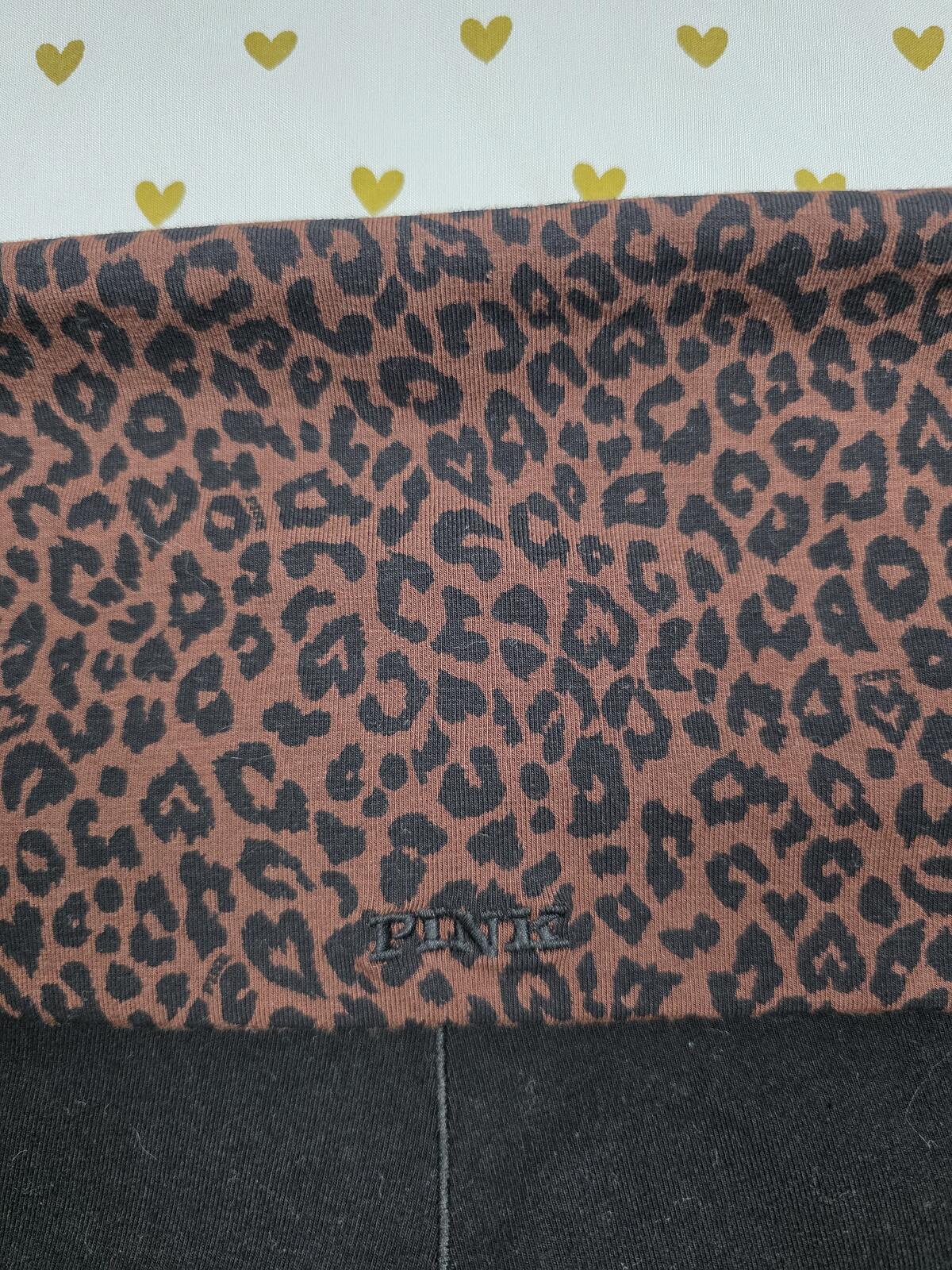 Victorias Secret PINK CHEETAH LEOPARD Foldover Yoga Shorts LARGE