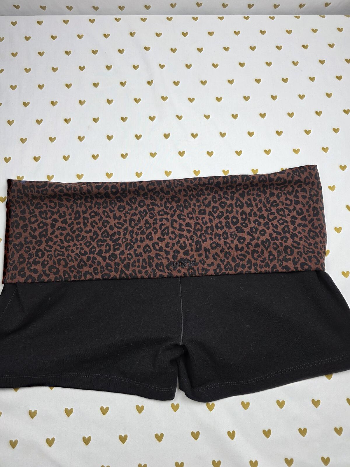 Victorias Secret PINK CHEETAH LEOPARD Foldover Yoga Shorts LARGE
