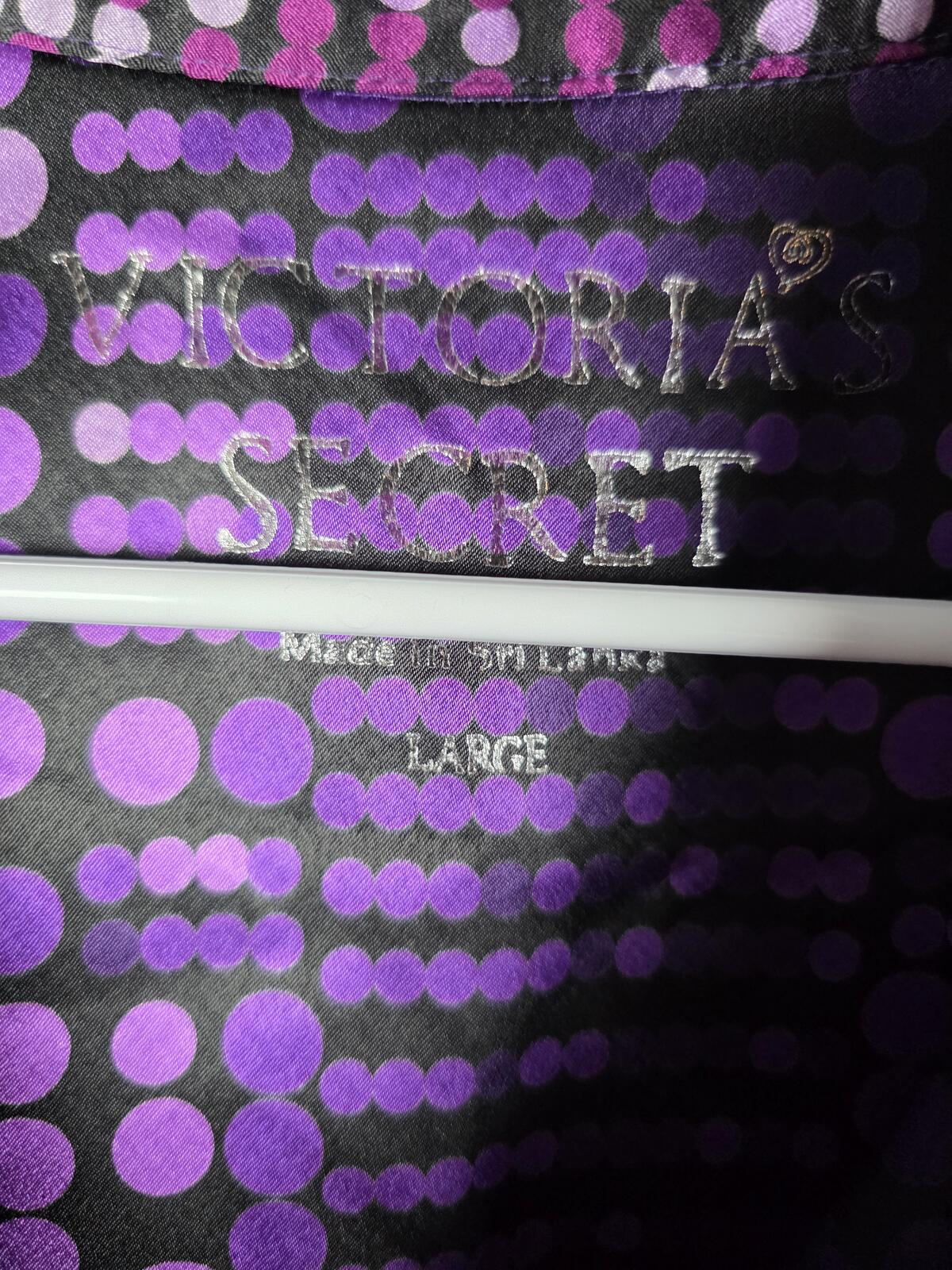 Victorias Secret VINTAGE Purple SATIN Sleep Set Pajamas Shirt Pants  LARGE