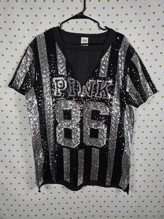 Victorias Secret PINK FASHION SHOW MEGA BLING Jersey Large Sequined HTF
