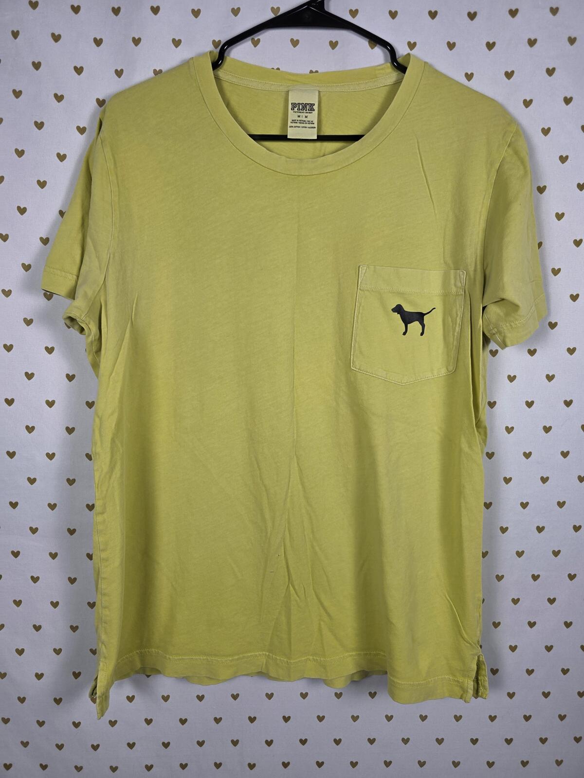 Victorias Secret PINK Dog Logo Campus Pocket Tee shirt MEDIUM