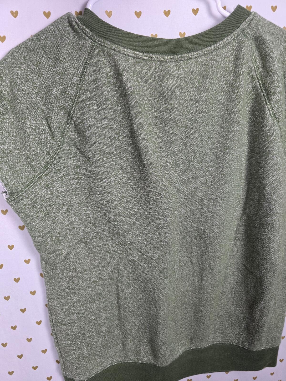 Victorias Secret PINK Vintage Velour Logo y2k Green Love Sweater Shirt MEDIUM