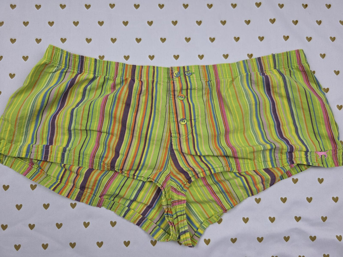 Victorias Secret PINK Vintage Striped Logo Sleep Shorts Boxers Pajama Bottoms