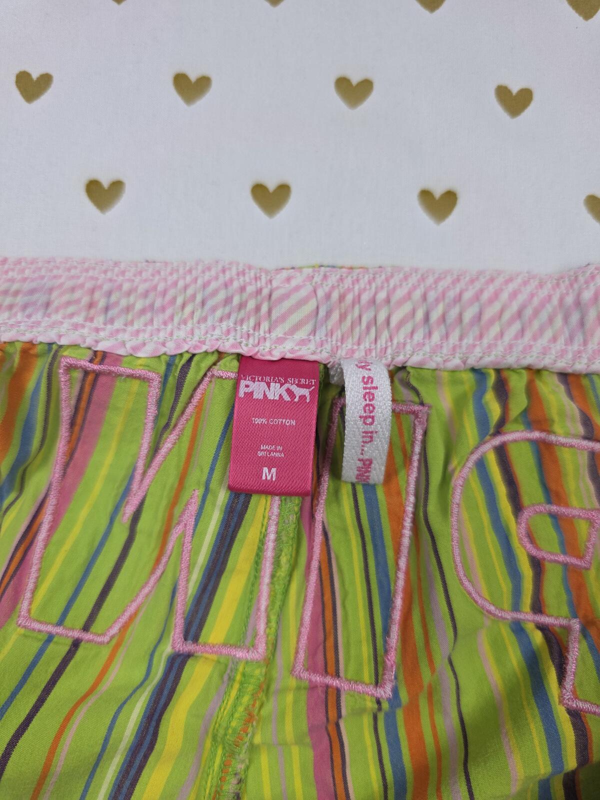 Victorias Secret PINK Vintage Striped Logo Sleep Shorts Boxers Pajama Bottoms