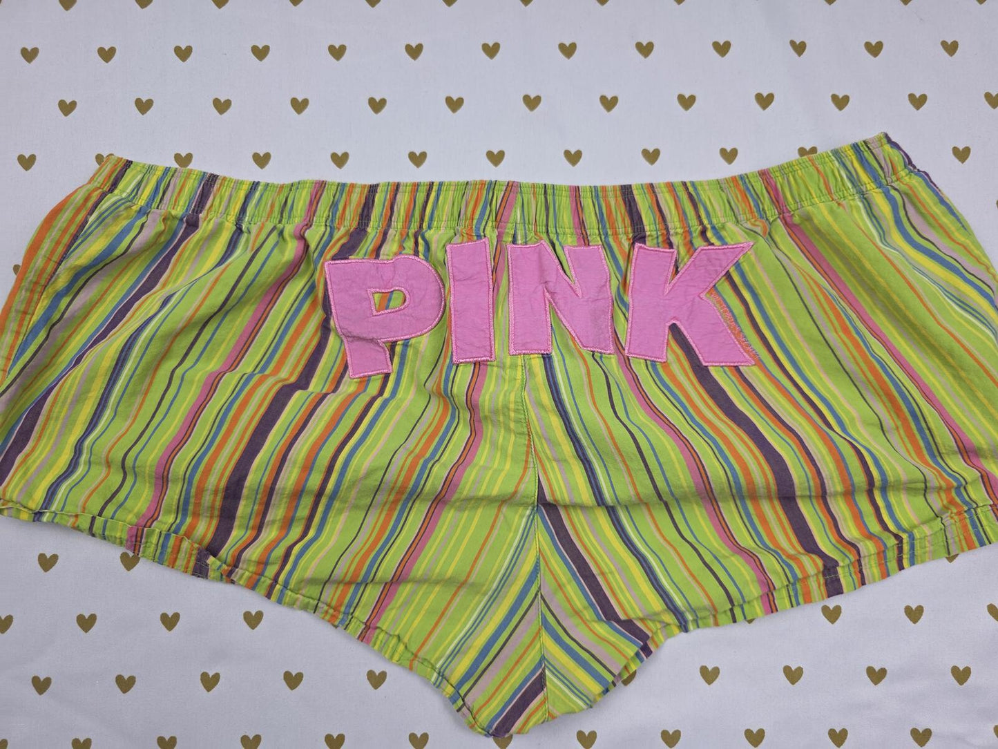 Victorias Secret PINK Vintage Striped Logo Sleep Shorts Boxers Pajama Bottoms