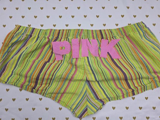 Victorias Secret PINK Vintage Striped Logo Sleep Shorts Boxers Pajama Bottoms