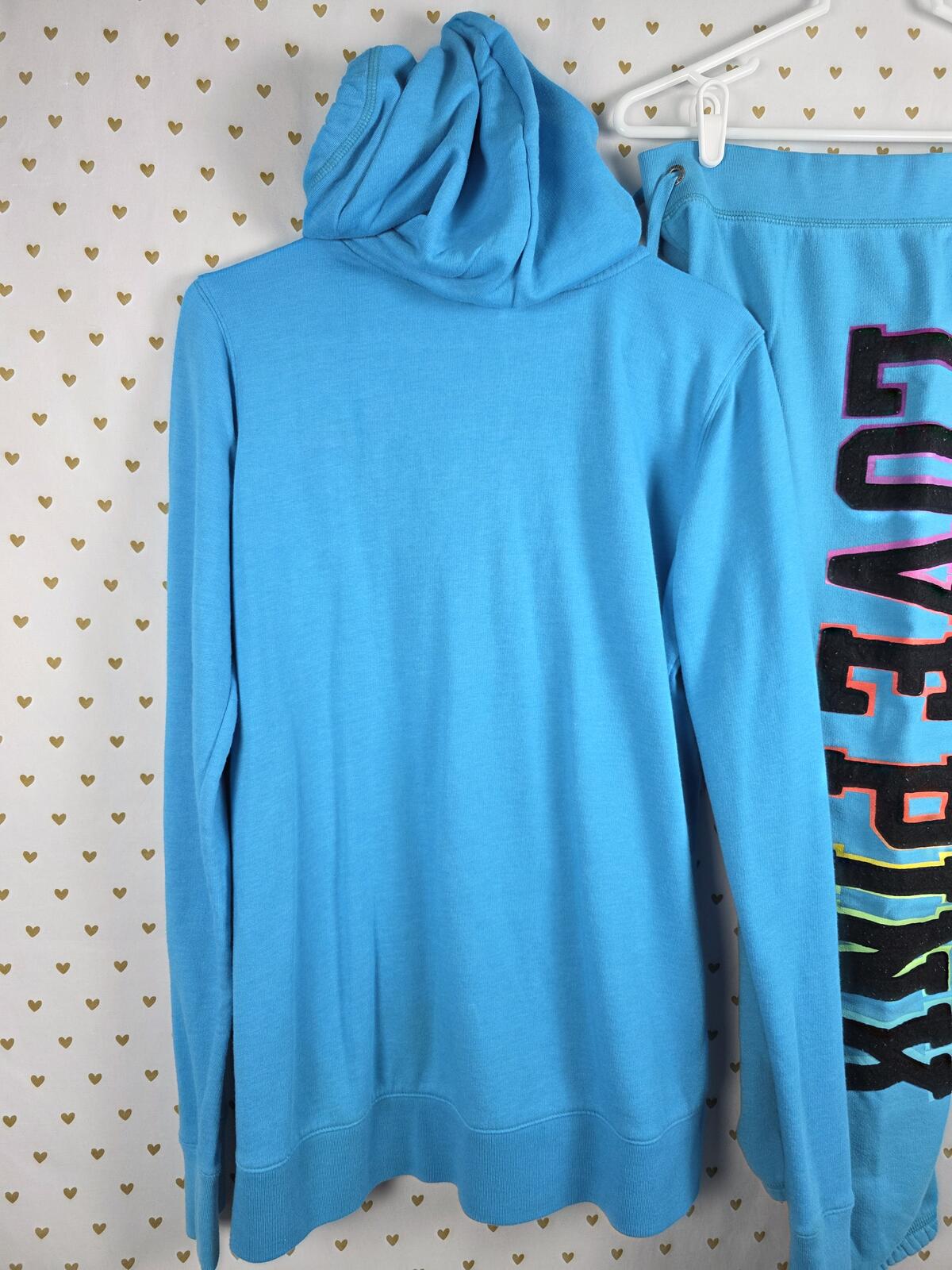 Victorias Secret Pink Vintage Rainbow Embroidered SET 2pc Hoodie Sweats SMALL M