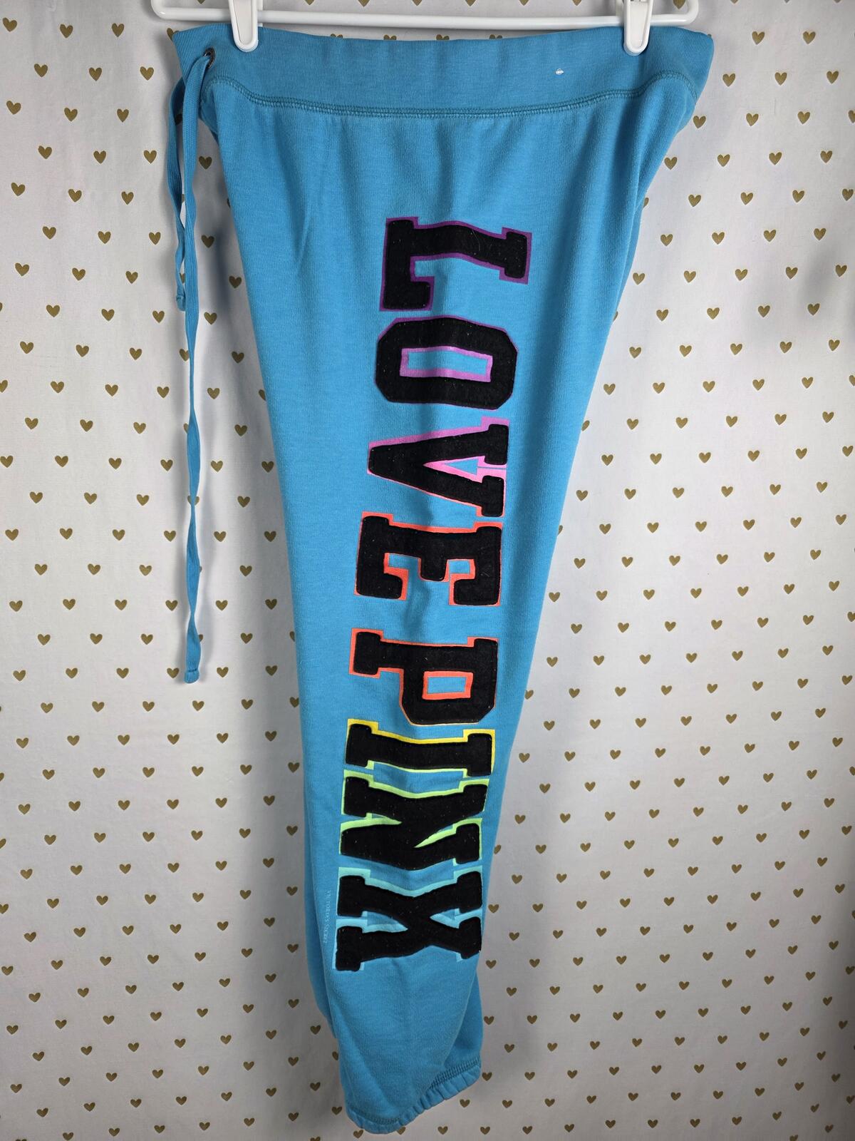Victorias Secret Pink Vintage Rainbow Embroidered SET 2pc Hoodie Sweats SMALL M