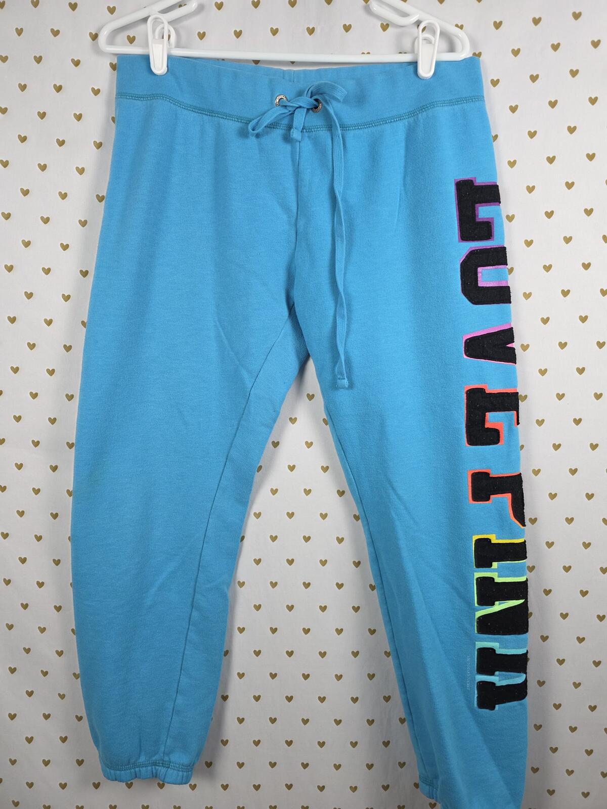 Victorias Secret Pink Vintage Rainbow Embroidered SET 2pc Hoodie Sweats SMALL M
