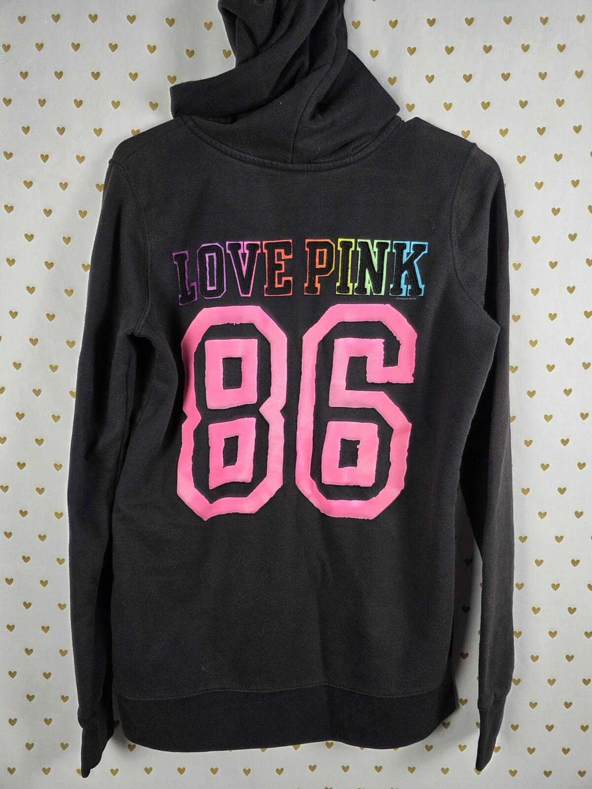 Victorias Secret Pink Rainbow Embroidered Vintage hoodie Jacket Y2k SMALL