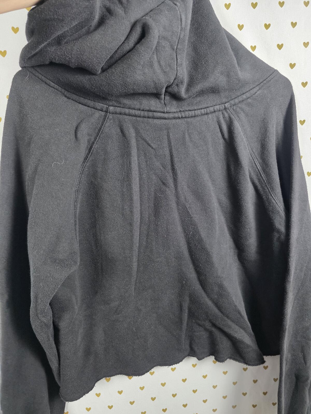Victorias Secret Pink Vintage Cropped Hoodie Logo LOVE Sweater Black LARGE y2k