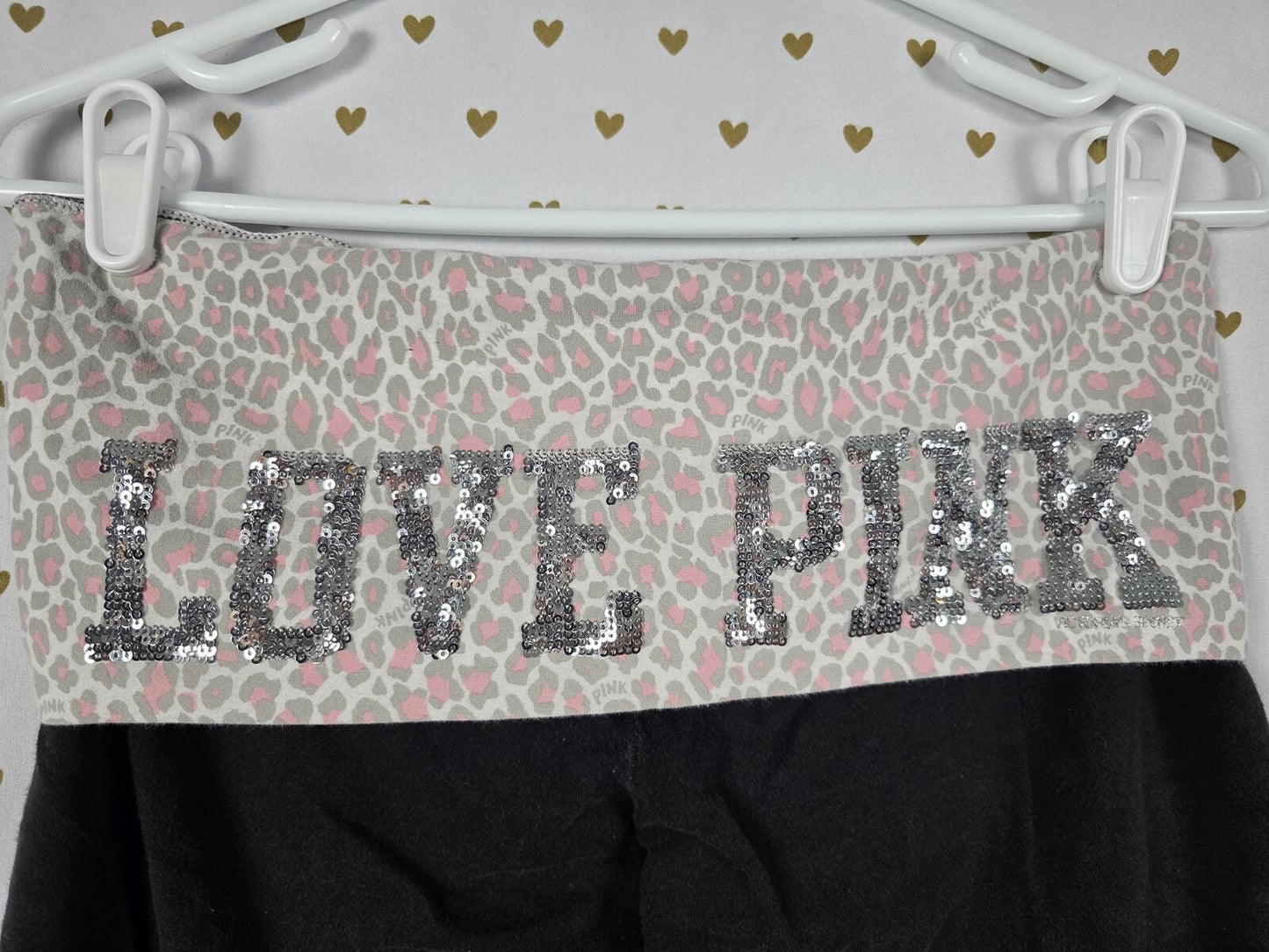 Victorias Secret PINK BLING CHEETAH LEOPARD Foldover Capri Yoga Pants Vintage M
