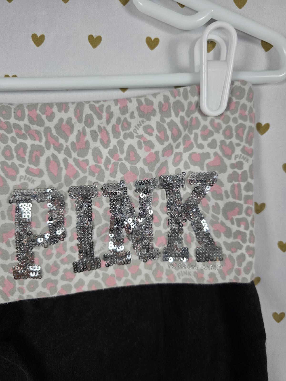 Victorias Secret PINK BLING CHEETAH LEOPARD Foldover Capri Yoga Pants Vintage M