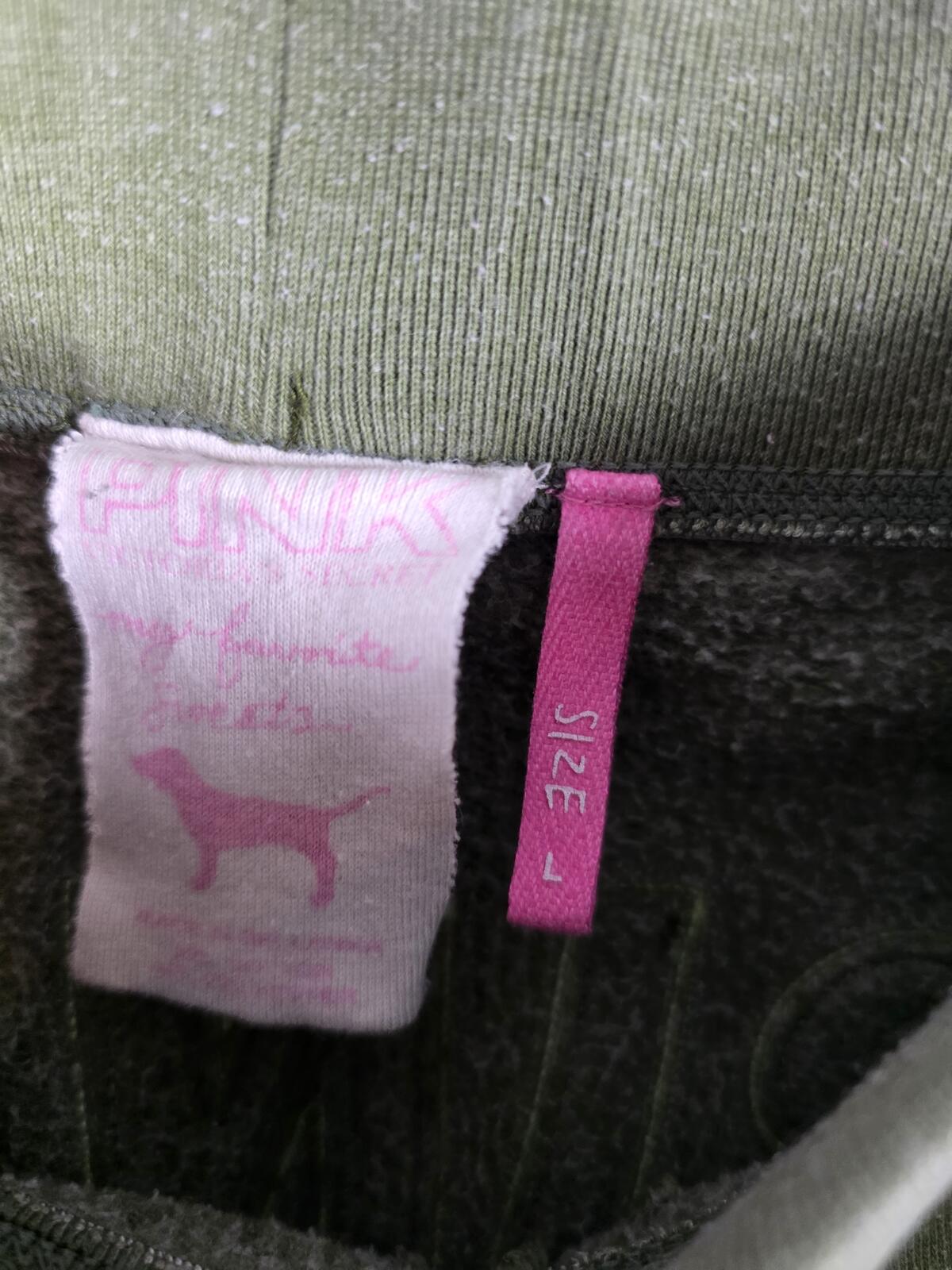 Victorias Secret PINK Vintage Green LOGO BUTT Capri  Sweats Sweatpants y2k L