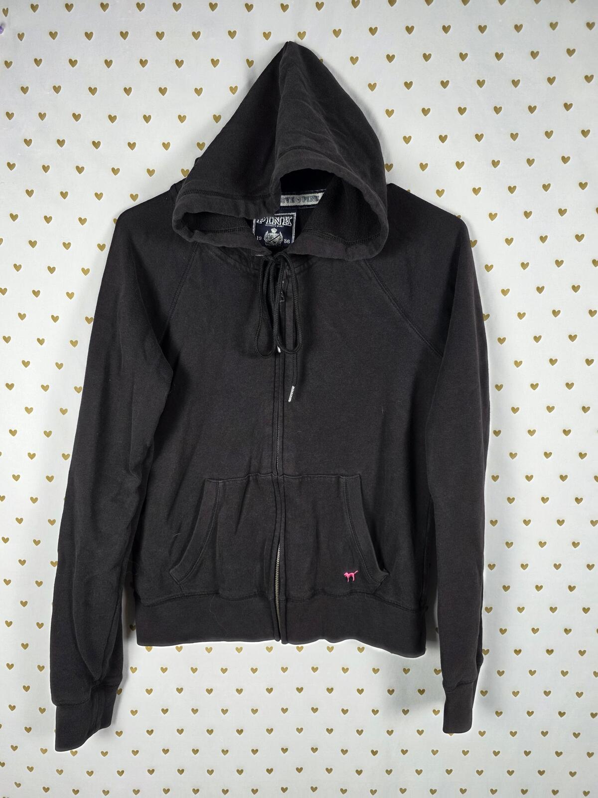Victorias Secret Pink Bling Heart PEACE Full Zip Hoodie Jacket Y2k MEDIUM