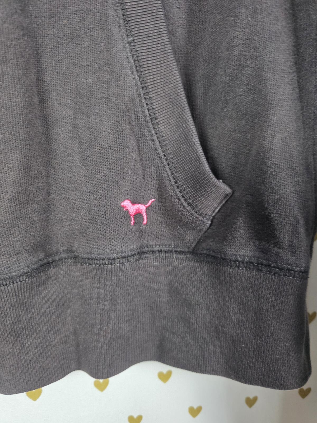 Victorias Secret Pink Bling Heart PEACE Full Zip Hoodie Jacket Y2k MEDIUM