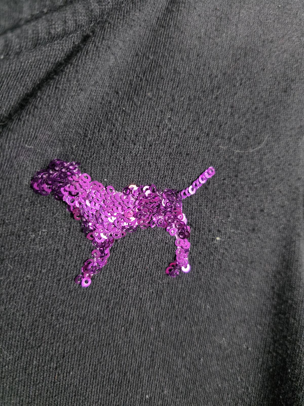Victorias Secret Pink BLING SEQUINED Hoodie Sweats SET 2pc Small Vintage Outfit