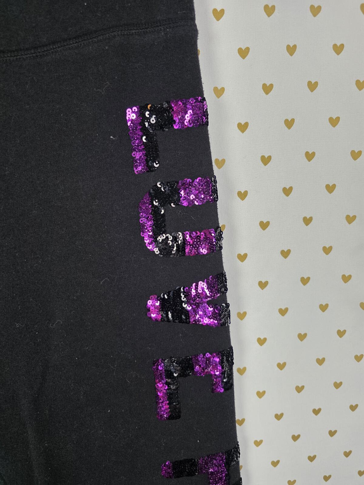 Victorias Secret Pink BLING SEQUINED Hoodie Sweats SET 2pc Small Vintage Outfit