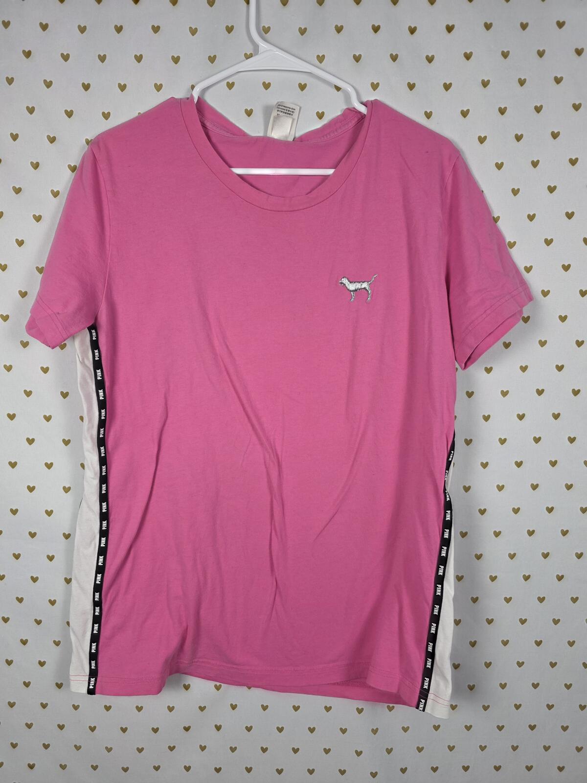 Victorias Secret PINK BLING Dog Logo Sequined Tee shirt MEDIUM