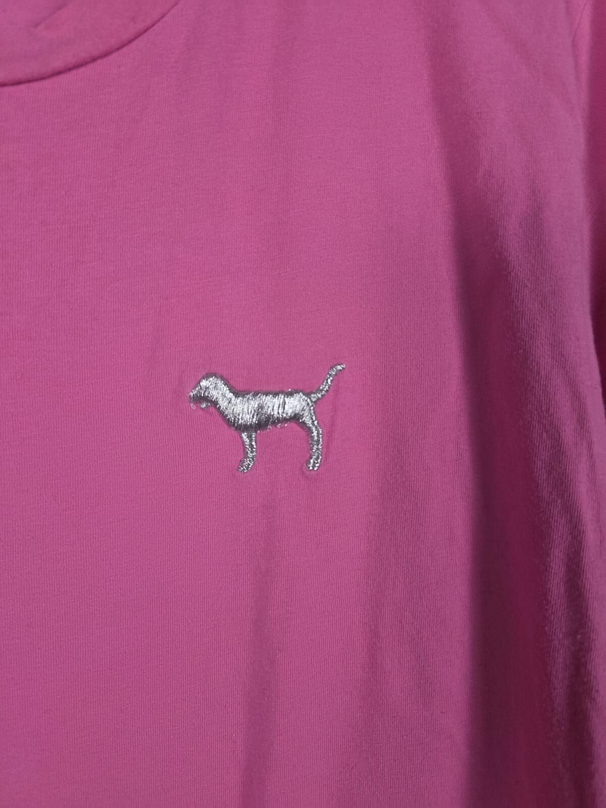 Victorias Secret PINK BLING Dog Logo Sequined Tee shirt MEDIUM