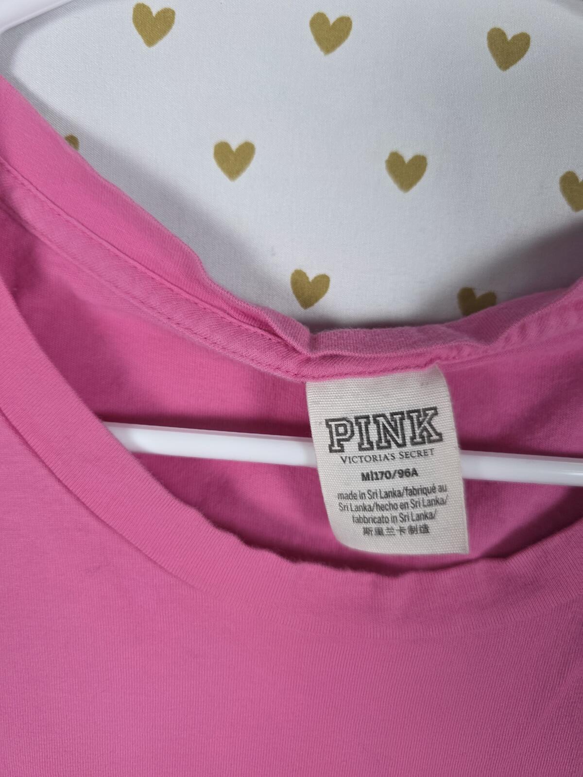 Victorias Secret PINK BLING Dog Logo Sequined Tee shirt MEDIUM