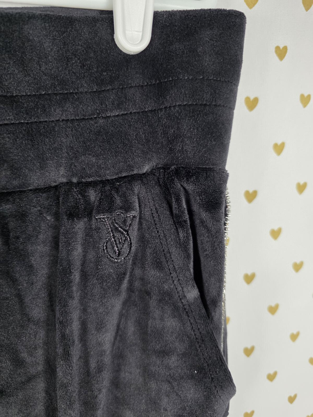 Victorias Secret VELOUR Bling SET Hoodie Jacket Sweats Joggers Velour Rhinestone