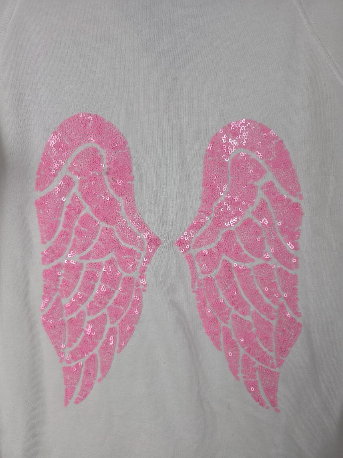 Victorias Secret BLING Sequined Pink WINGS Full Zip Hoodie Jacket SMALL