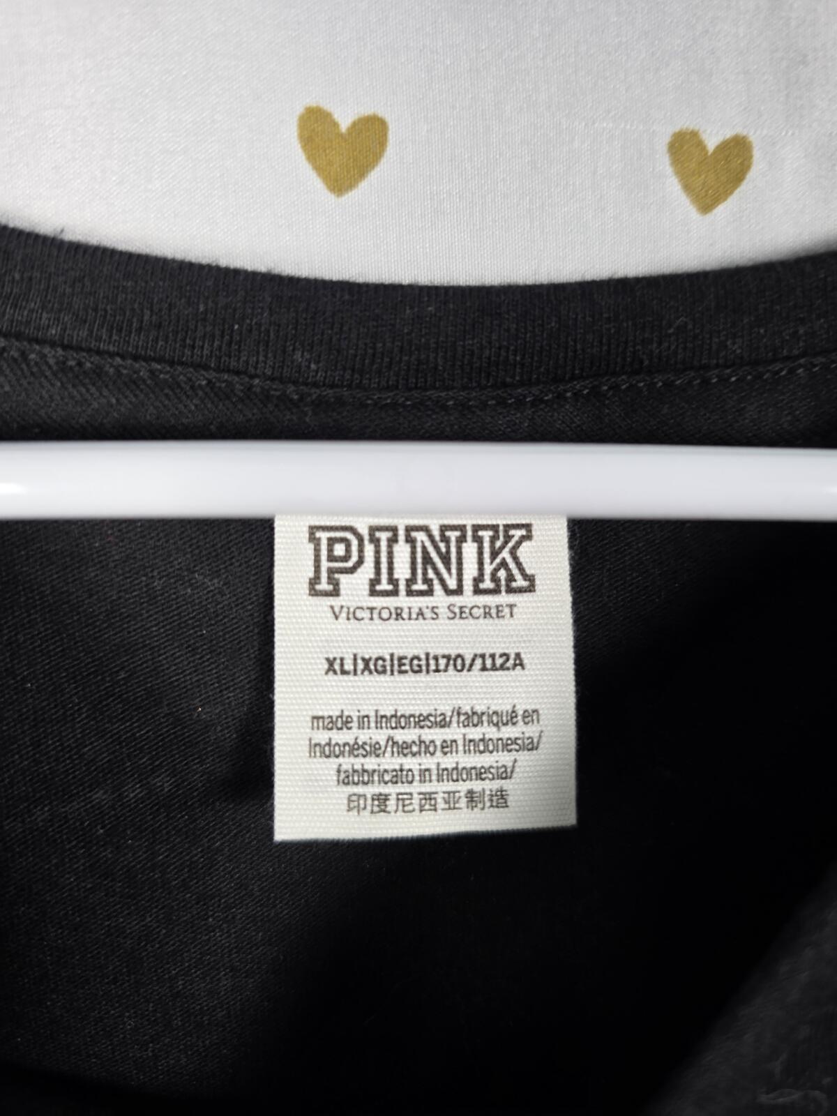 Victorias Secret PINK Collectors BLING Rhinestone Tee Shirt Logo XL