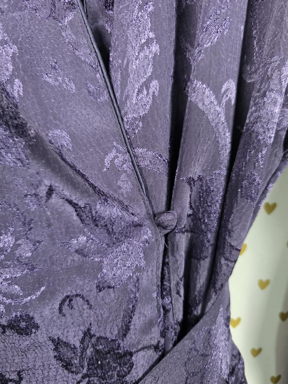 Victorias Secret Gold Label Purple Blue Floral Jacquard Long Robe LARGE