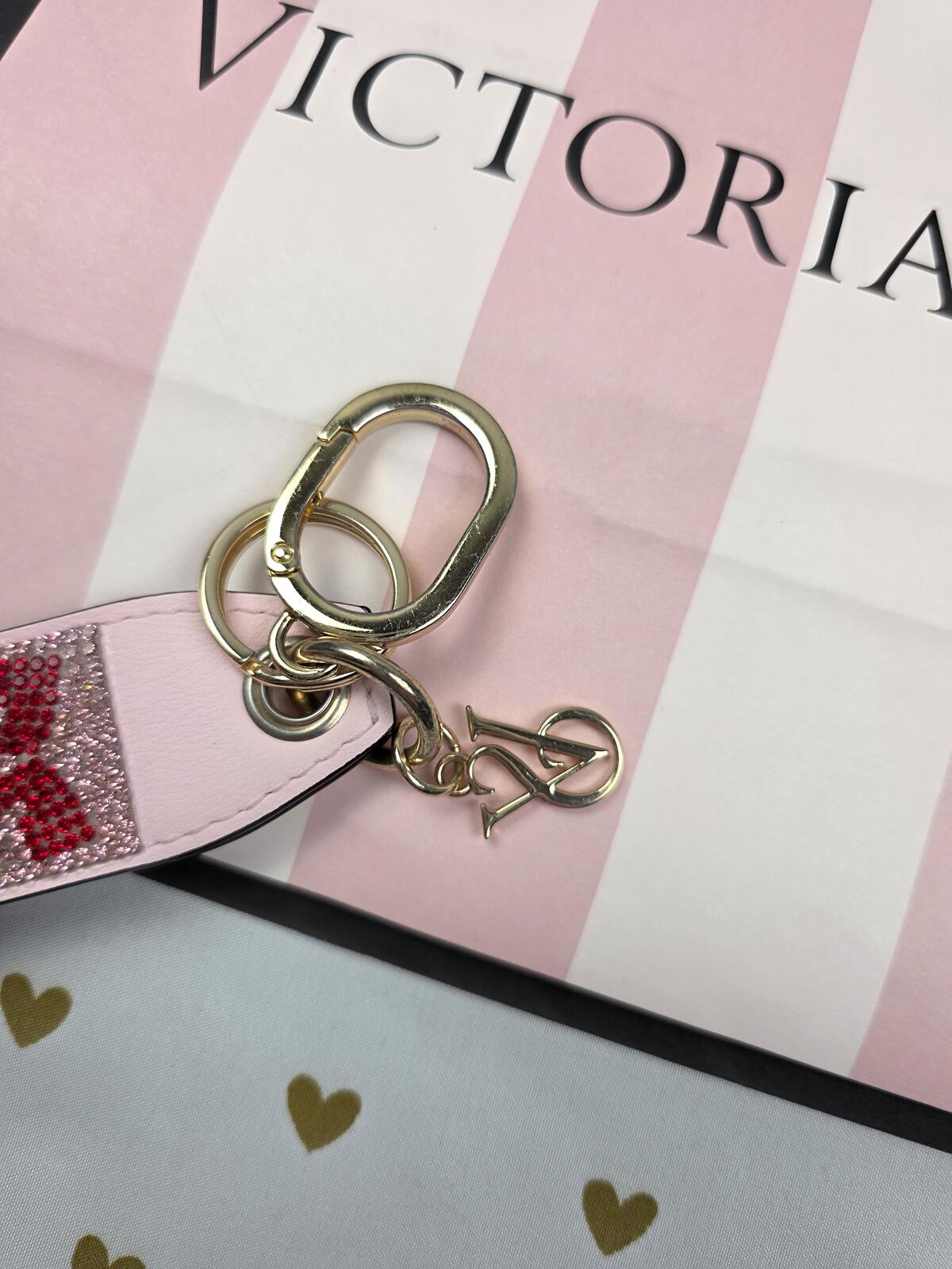 Victoria Secret BLING wristlet strap keychain Bow LOGO Rhinestone