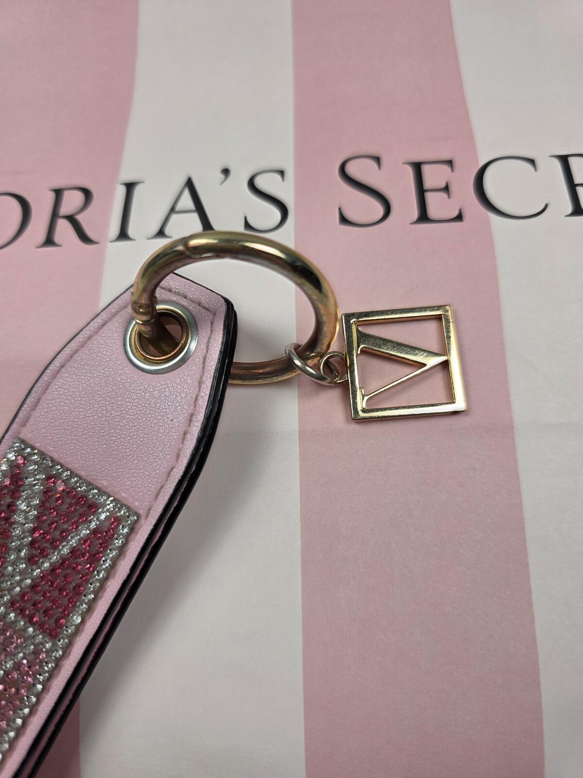 Victoria Secret BLING wristlet strap keychain new LOGO Rhinestone