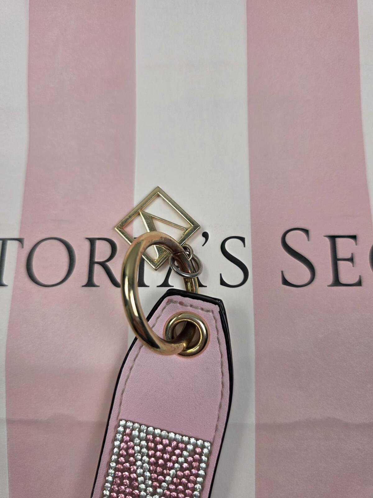 Victoria Secret BLING wristlet strap keychain new LOGO Rhinestone