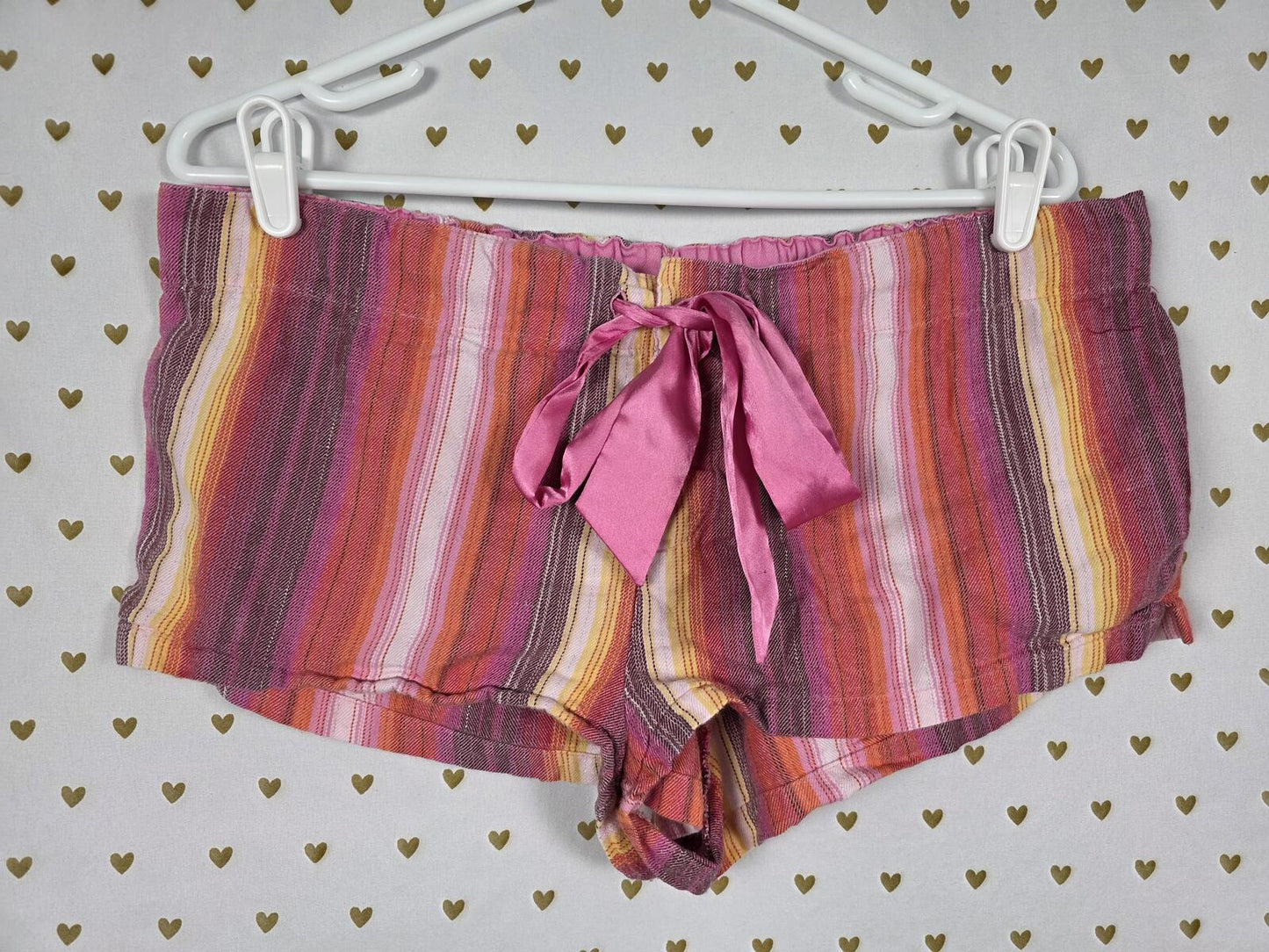 Victorias Secret PINK Vintage Y2k Bow Striped Sleep Shorts Boxers Pajama Bottoms