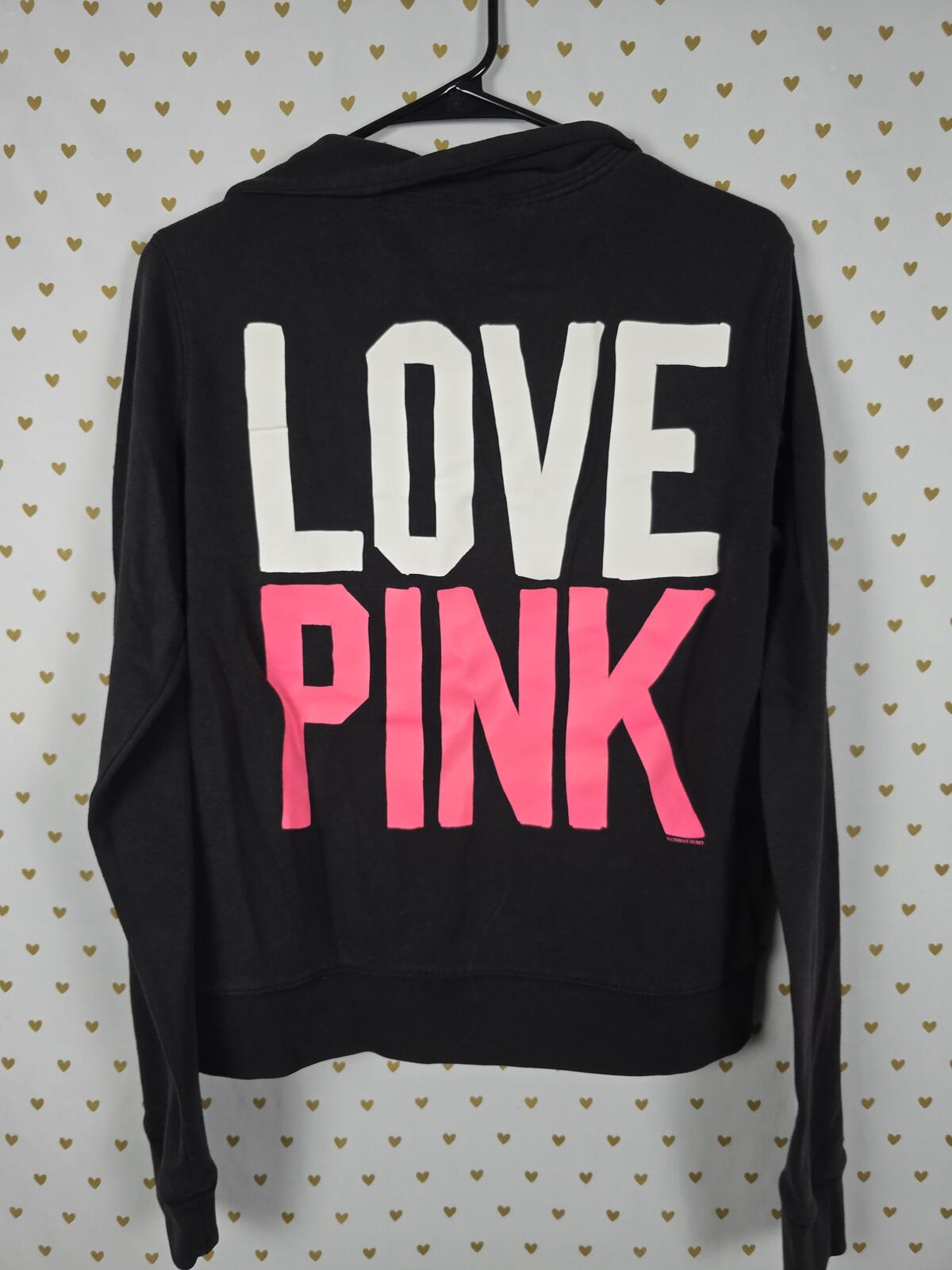 Victorias Secret Pink Vintage Quarter Zip Neon Logo Sweater Shirt MEDIUM