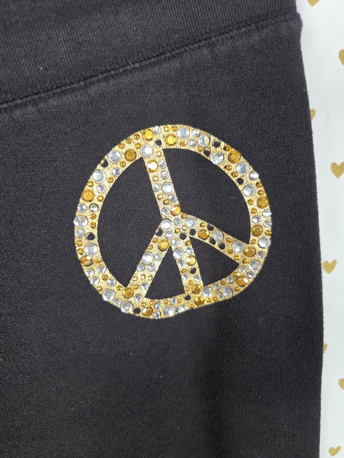 Victorias Secret PINK PEACE Gold Bling Studded Sweats Sweatpants vintage y2k L