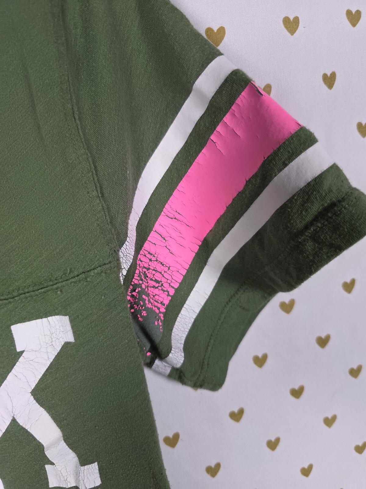 Victorias Secret PINK Green Vintage 86 Y2k V Neck Tee shirt LARGE
