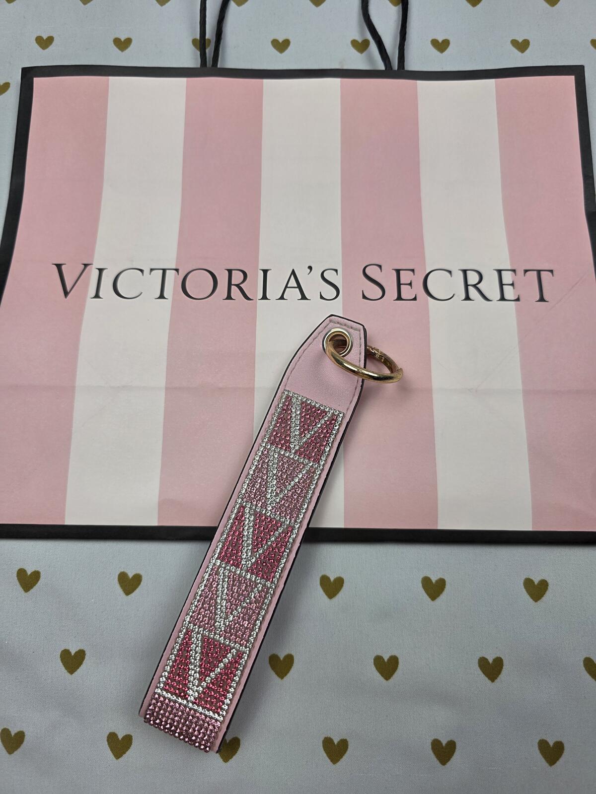 Victoria Secret BLING wristlet strap keychain LOGO Rhinestone