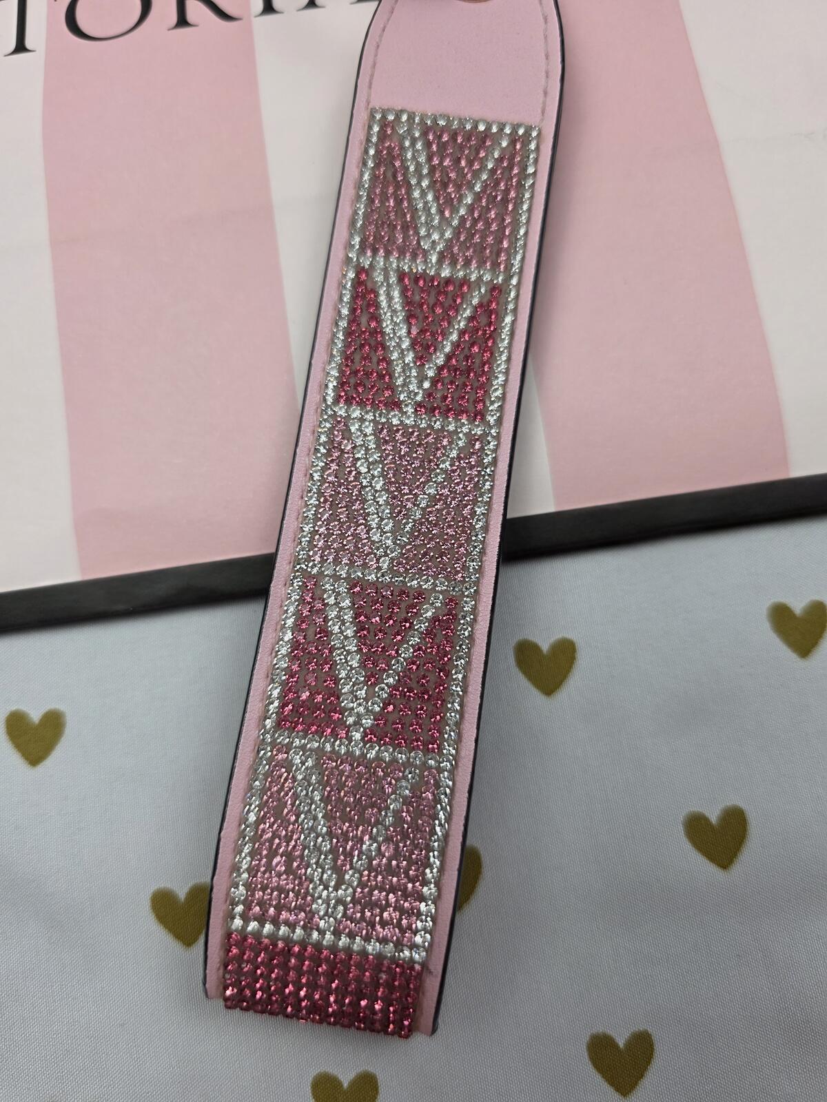 Victoria Secret BLING wristlet strap keychain LOGO Rhinestone