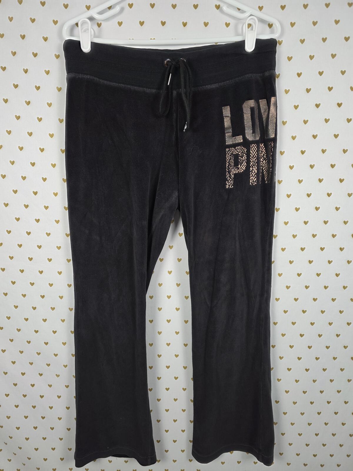 Victoria's Secret PINK Velour Tracksuit Set Hoodie Pants Rose Gold LOVE Y2K M