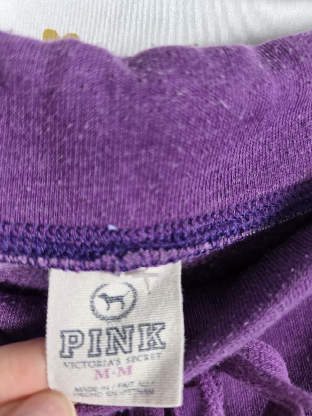 Victoria's Secret PINK 86 Leopard Sequin Hoodie Sweatpants Set Purple Y2K MEDIUM
