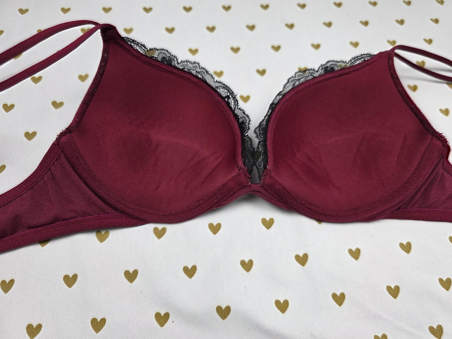 Victorias Secret Vintage 08 Maroon Push Up padded bra 34A