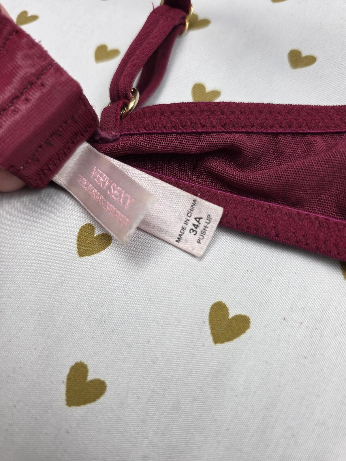 Victorias Secret Vintage 08 Maroon Push Up padded bra 34A