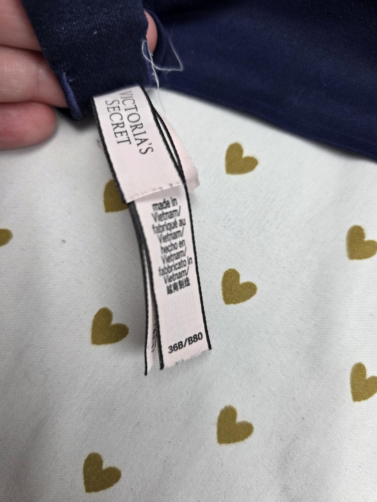 Victorias Secret 36B dark blue stretchy push up bra