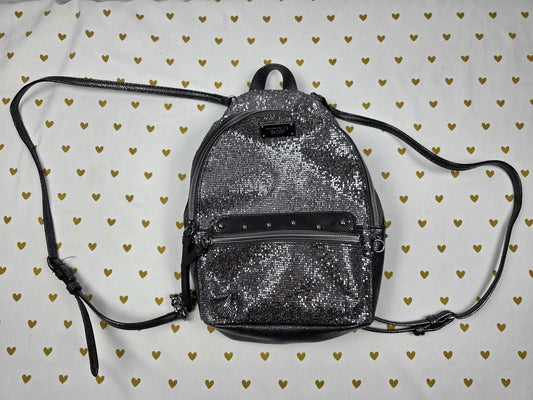 Victoria's Secret Black Studded Glitter Bling city Mini Purse Backpack EXC