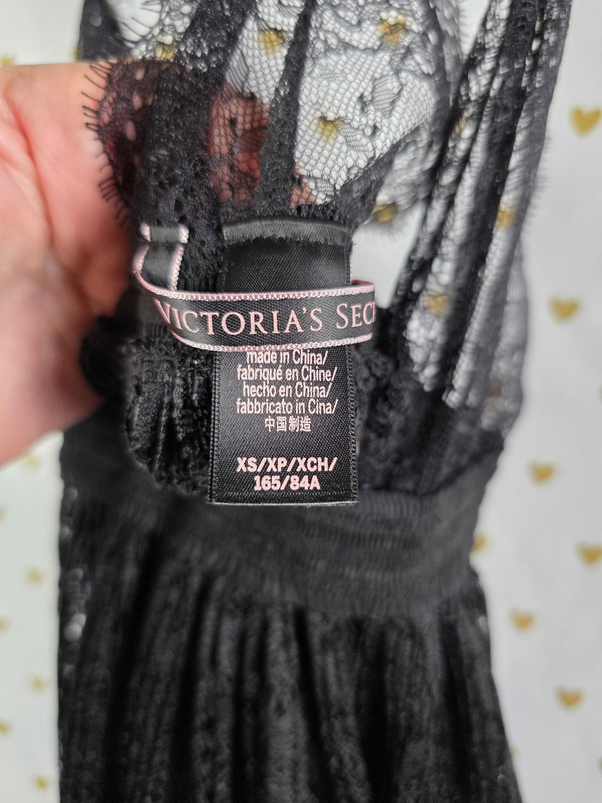 Victorias Secret sexy pleated black lace accent babydoll nightie lingerie xs
