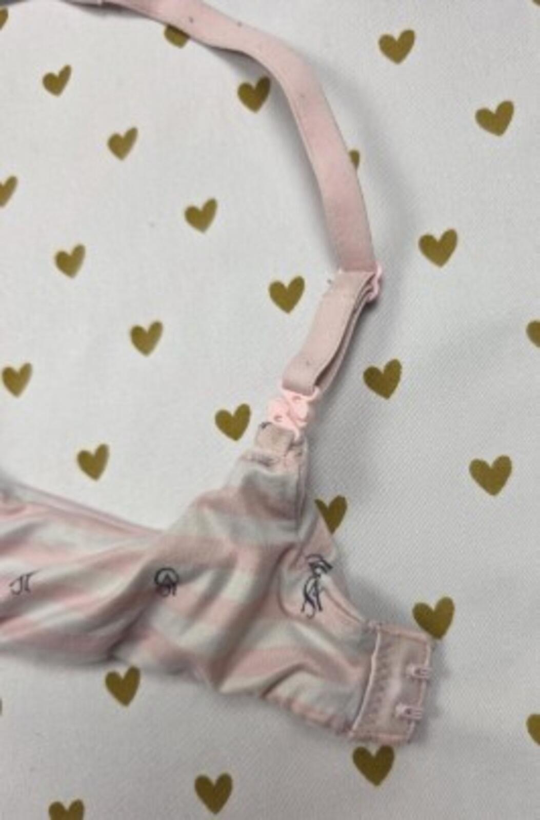 Victorias Secret Super Soft Wireless 34B Logo Bra Pink Striped